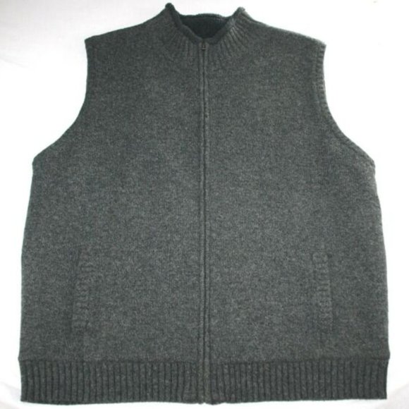 L.L. Bean Charcoal Gray Wool Vest with Fleece Lining - Picture 1 of 2